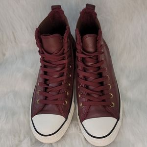 Converse Chuck Taylor Maroon Leather High Tops